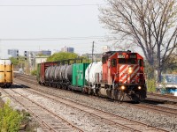 The CP weed sprayer train is seen entering Toronto with a deadhead move from Welland. Veteran SD40-2 6043 leads, pulling 9 cars. After missing out on the spray train over the last few years, it was nice to finally shoot (and chase) the Canadian Pacific Vegetation Control train.