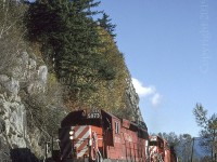 Westbound CP 5973 with trailing 5949 at Agassiz on CPs Cascade Sub. Both units are listed as: In Engineering Service (2018). Info: <a href=" http://CPRDIESELROSTER.COM "> CP DIESEL ROSTER </a>
