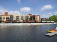 CN 4707 & CN 4774 have five grain empties in tow as they head towards the main line after lifting the cars at Ardent Mills. 