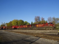CP 253 is passing the partly torn up Lasalle Yard with consecutively numbered AC4400CW's and GP20C-ECO (CP 9814, CP 9815 & CP 2229).