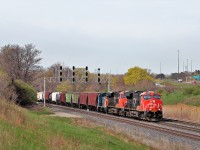 CN 396 drew quite a bit of attention with Savage SVGX 1343 hitching a ride north to the place where it began as CN 1343. We waited for some time and the sun faded beneath the approaching clouds but the wait was worth it. CN 3258 with CN 2875 provide the power as the trio makes the approach to Aldershot as they run along side the 403.