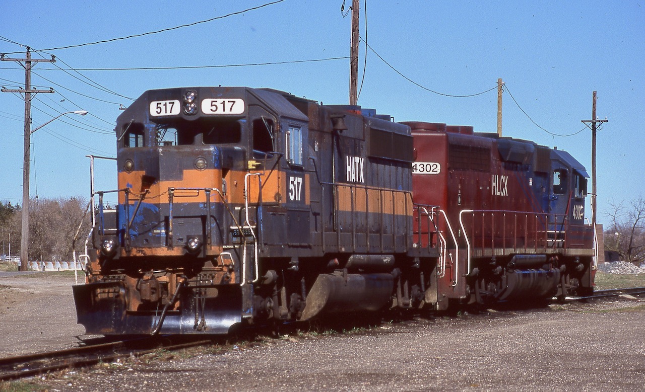 Galt yard was once an interesting place to visit. It was here that CP often stored power for the locals serving not just Toyota but the entire line up to Kitchener. The late 1990's found CP very power hungry leasing numerous GP40's and SD40's. While CP did end up purchasing a group of former Guilford/B&M GP40's from Helm leasing, the 517 was not one of them. Starting life as Boston & Maine 313, the unit is seen coupled to HLCX 4302, formerly NYC 3095. The two units would spend the majority of their time on CP working locals and turn jobs before eventually being returned. As for Galt yard today, it is a shadow of its former self. Most of the yard tracks have been removed along with the motive power storage track. Today local power is stored in the new Wolverton yard to the west.
