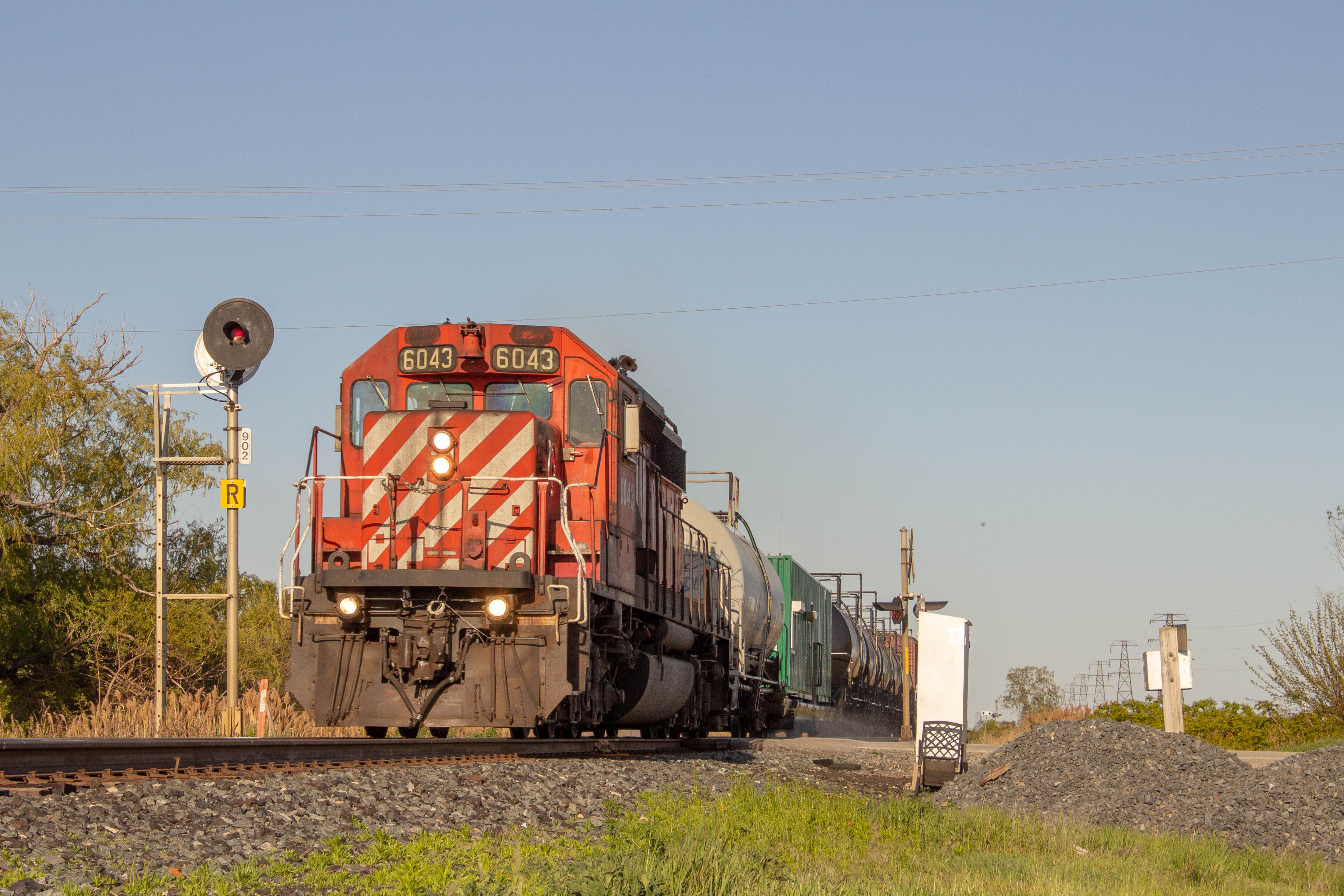 Railpictures.ca Amer Odobasic Photo The CP spray train rolls through St. Joachim Ontario