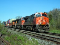 09:29 ADT, 2021-05-24 at Springhill Jct, MP 59.5 Springhill sub.
This is an angle I haven't shot before, from the south side at the former station for an eastbound.
CN 2971, CN 3270, <b>BNSF SD70ACe 8417</b>.