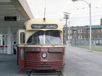 TTC 4391 is in Toronto on a cloudy day in mid-June 1972. I believe this is the Dundas West Station.