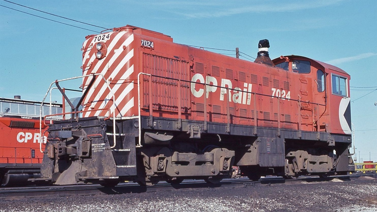 With new sealed beam highlamps and a single air horn, but stack is capped....


   ...whether 1944 built  ALCO S-2  #7024 ever returned to CP Rail service...


   At CP Rail Agincourt, January 20, 1980 Kodachrome by S.Danko


   the ALCO was sold to Trillium Railway, circa 1986, and in service as of 2006 as TRRY 7024.


sdfourty