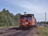 <br>
<br>
   ...inter-active end-of-train device(s)...
<br>
<br>
   Northbound at CN Boyne, July 22 1984 Kodachrome by S.Danko
<br>
<br>
   noteworthy: 
<br>
<br>
   on the left is CP Rail Reynolds mile 19.9 Parry Sound Subdivision,
<br>
<br>
   note the interchange track to the CN, switch points face north, necessitating a twice daily back up move for VIA 
<br>
<br>
   VIA at CN Boyne:
<br>
<br>
 <a href="http://www.railpictures.ca/?attachment_id=  8406">   VIA #9     </a>
<br>
<br>

