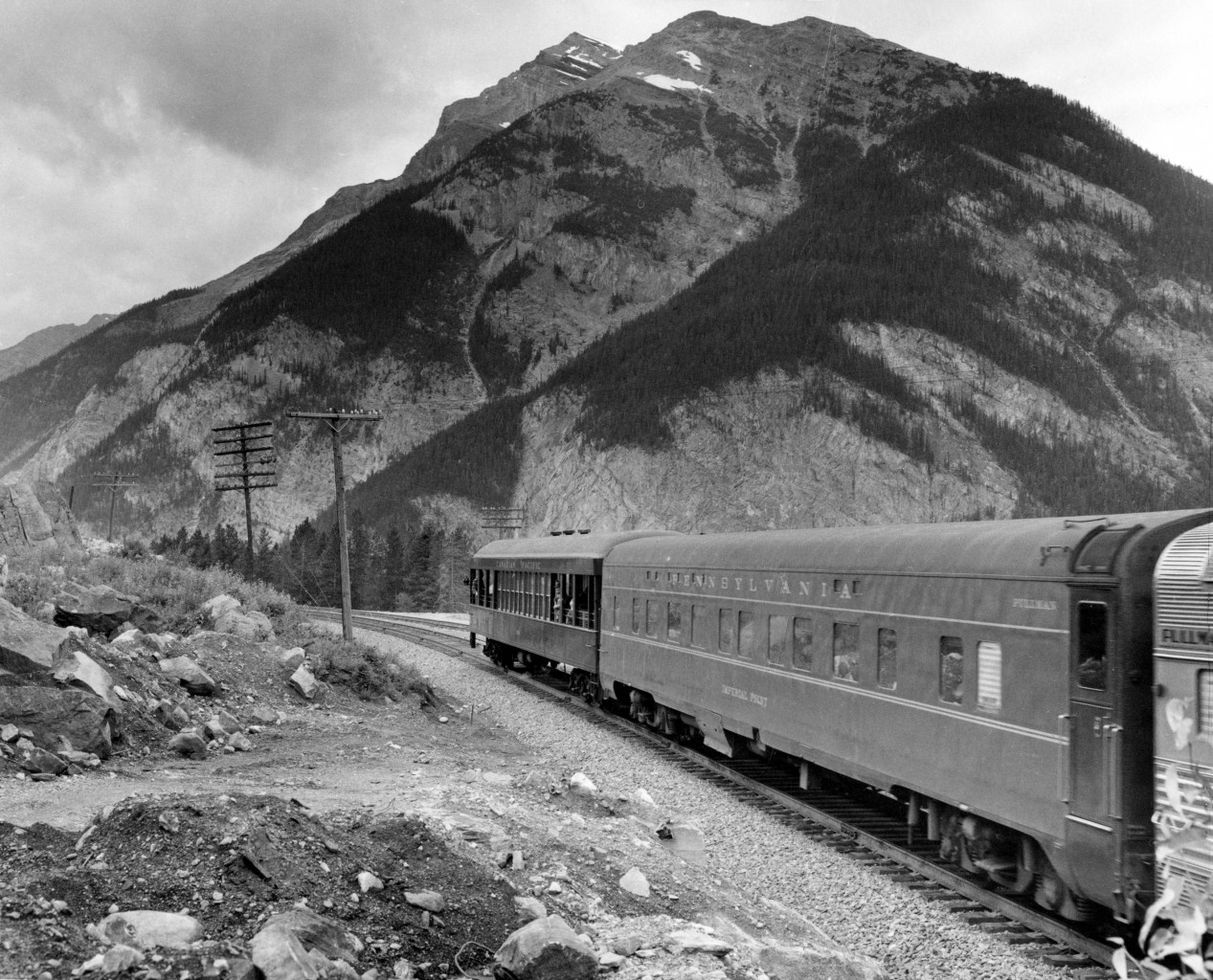 Pullmans and observation car of first no. 7 at Yoho.