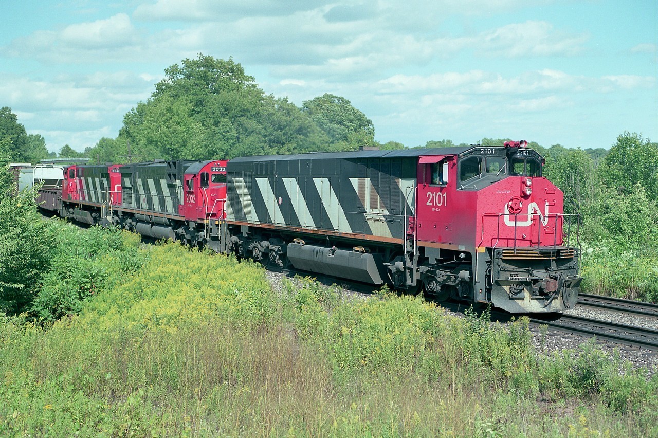 Marked as "Bayview E" as that was how I listed photo locations back then; this train is just east of the Junction (and the walkbridge). Nowadays the location is known as "Snake".  Some interesting power on this train, CN 2101 (HR616), CN 2032 (C-630M) and CN 3548 (C-424..originally 2548) seen on a nice summer afternoon.