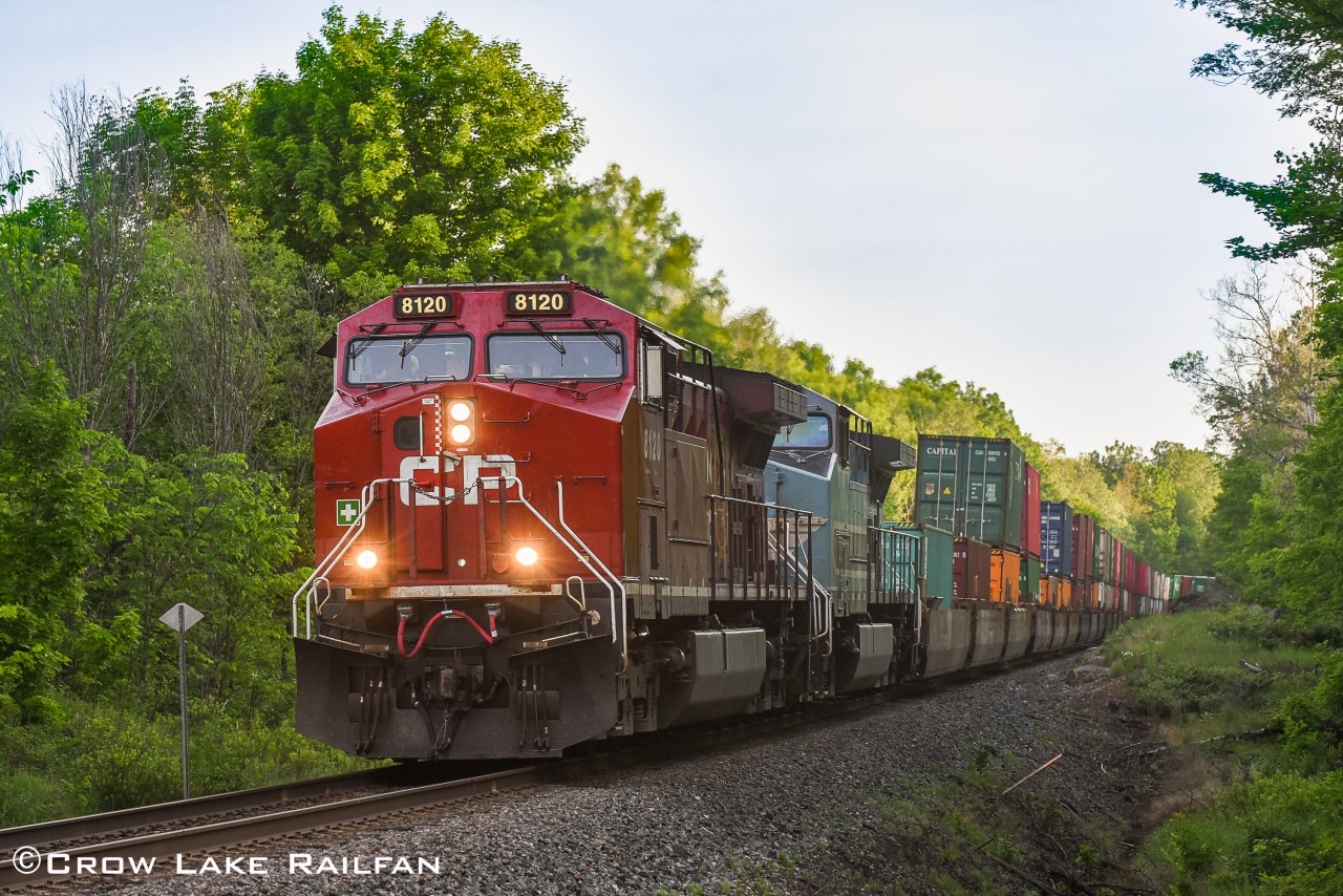 CP 113's horn breaks the breaks cool morning air as it starts its cross country journey and approaches the quaint town of Tichborne this morning.