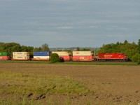 CP 8208 (nee CP 8560) South looks great heading into the sun sporting a fresh, and clean!, coat of rebuild paint about a mile North of Alliston. 