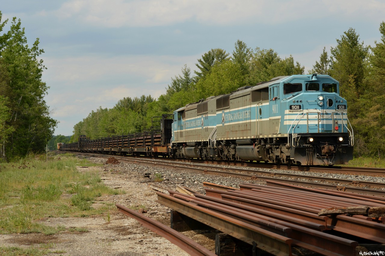 CP CWR train 4WMA-31 slowly rolls through Essa with a matching pair of Blue Barns headed for a meet at Baxter with 113, then following 112 ultimately tying up in track 9 at Spence after dumping rail in the Buckskin area.