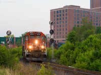 CN L549, aka the West Toronto Turn is seen here in the early morning hours of June 4th as they head north out of Lambton Yard using the Galt/Mactier connecting track after about an hour and a half of work. They will run on the Mactier for about half a mile, then switch onto the Weston Sub via the CN connecting track and hightail it back to Mac Yard from there. Since 549 is a competing train, once they are on CP tracks they are effectively the lowest priority train in the area, therefore any CP train in the vicinity that needs to run will be able to go before them. This was exactly what I had hoped for, as 549 having to wait for multiple CP trains on the trip to and from Lambton lead to them being a daylight run on the trip back north as you can see here. Seeing this train in daylight is something I’ve been looking for ever since I heard about 549s existence, and finally the stars aligned for it to happen. Perseverance pays off!