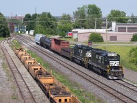 NS 3229 and NS 3366 bring a small 5 car C93 into Fort Erie on a warm June afternoon. NS 911 had been leading C93 each day of the week up until Friday...go figure it didn't run the day I go down but I won't complain about a pair of SD40-2!