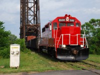 Spiffy JLCX 3502 leads the northbound Trillium Railway train to St. Catharines across the old Welland Canal and in to Dain City.  The two gondolas would be dropped off at a customer in Welland, leaving only the two boxcars to continue on to St. Catharines.  The GP35 started life as Denver & Rio Grande (DRGW) 3036.   