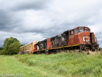 One of the Joffre yard engines makes a long pull from the Quebec City auto compound.