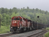 2021.07.09CP 5907 leading 2CWR-08 Continuous Welded Rail train, CP 5936 trailing at South Siding Switch Palgrave (Mile 30 Mactier Sub)