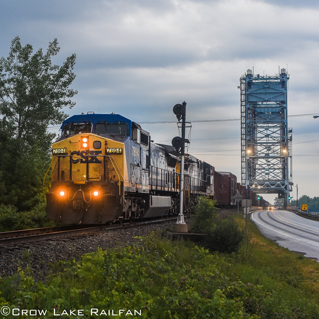 After passing the Larocque lift bridge in Valleyfield, QC CN 326 makes its way to Coteau and eventually Taschereau yard.