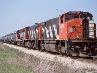 Back in 2000 Railink's M420's were still regular power on road trains, and this day motive power issues had the railway borrowing a CN GP40. The train is nearing the hydro plant gate and will retrieve a cut of covered hoppers in the small yard located within the plant. I'm not sure if this section of track is still active today with the hydro facility reportedly shut down years ago. This day it was a nice treat as they ran all the way to Brantford in daylight after finishing their work in Nanticoke.