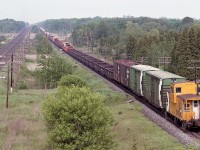 br>
<br>
   Powered by SD40-2 #5973 and M636 #4709, CP Rail #916 is clear of Spicer 
<br>
<br>
   At mile 131 Belleville Subdivision, June 11, 1983 Kodachrome by S.Danko
<br>
<br>
