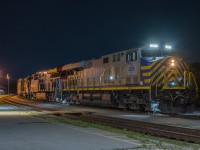 CN 434 sits on the North Track at Brantford as the engineer waits on the conductor to make the cut.  Leading 434 on this night was newly acquired CN 3935.  CN 3935 is the ex CREX 1406.  CN has purchased 75 of these ex Citirail lease locomotives to bolster their GE fleet.  Once these are repainted in CN colours I won't pay any attention to them but for now I quite like the patched CN/CREX scheme.