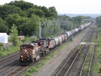 2021.06.12 BCOL 4642 leading CN M382, BCOL 4647 trailing, approaching Aldershot Yard