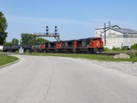 Sarnia to Garnet train L502 rounds the bend at Paris Junction with a trio of SD70M-2s. 