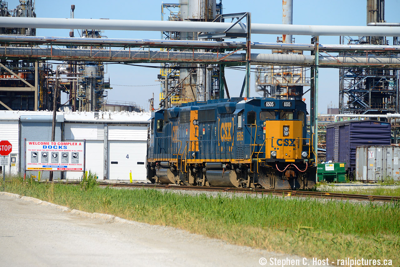From one end of the CSX: The latest things to arrive in Sarnia wait at the Clifford St Depot for either a Y190 (day shift) and Y290 (afternoon shift). Since 2006 when the CP run through ended the only power you could see in Sarnia was basically only from a pool of CSX GP38-2's. But now the rebuilds have arrived. I call them things because I'm not sure I care for these, their boxy look... just doesn't appeal to me, but your mileage may vary :) Sarnia's former C&O sure has changed in more ways too, where there used to be three or four units even this Spring,  they are down to two, and it seems PSR has hit the Sarnia operations as they are trying really hard to do with as little as possible. Two units for two jobs, with little to no overlap between jobs anymore. Just a day shift (190) and an afternoon shift (290) and occasional (once or twice a month?) extras in the middle, all sharing these two. For now. We'll see if this sticks.