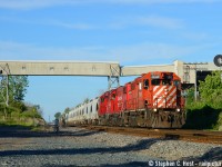 An iconic structure that's been trackside for decades is now gone: what I suspect is a conveyor structure between two Lafarge Cement plants (formerly Canada Cement) has been removed. It was a <a href=http://www.railpictures.ca/?attachment_id=33762 target=_blank>Great (Jason Noe)</a> <a href=http://www.railpictures.ca/?attachment_id=30985 target=_blank>Prop (Mooney)</a> over the years. I've been here a few times, shared <a href=http://www.railpictures.ca/?attachment_id=35194 target=_blank>this</a> a couple years ago. Oh well, too bad, so marches father time. Get your shots!<br><br>
I chased this T69 once from Puslinch to basically here, and didn't think I'd beat it... they must have stopped in Woodstock, because sometimes this train is a hard one to keep up with!

