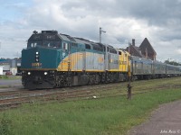 Today I took a short hop on the first VIA (15) "The Ocean" since the pandemic led to VIA suspending service.The train was 12 minutes down when it slowed to a stop at Springhill Junction at 15:55 to pick up one passenger (me.) The coach I was in (line# 1503 - HEP 1) seemed to be about 1/3 full. We arrived in Amherst (shown here) at 16:16. About 6 people got off and about 6 joined the train.