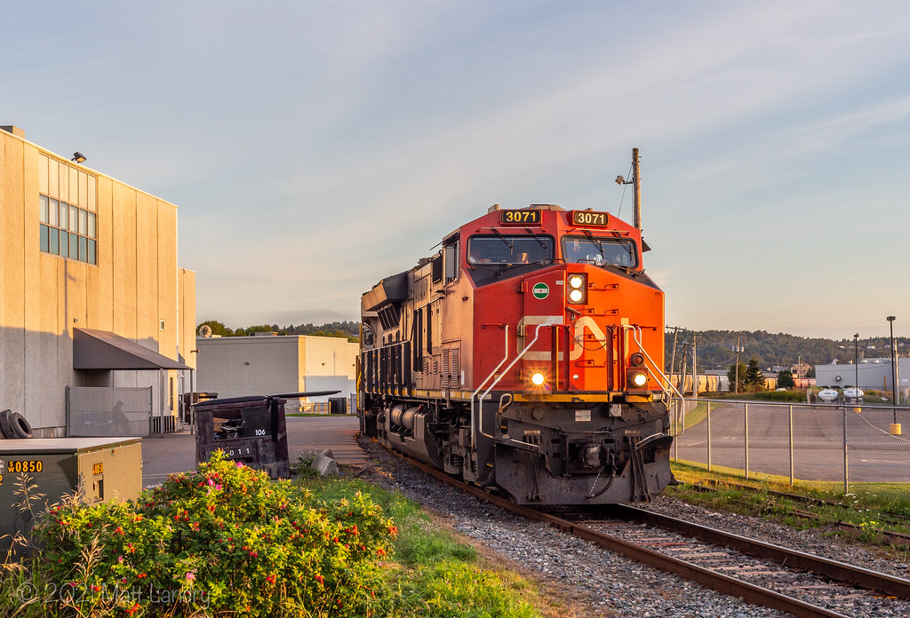 CN 730 heads over to Courtnay Bay in Saint John's south end on a beautiful morning at sunrise.