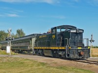 Alberta Prairie Railway's GMD-1m takes the evening dinner excursion south from Stettler to Warden.