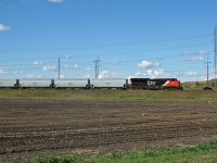 G 80851 13 rolls through Beamer Junction, just prior to crossing the North Saskatchewan River.