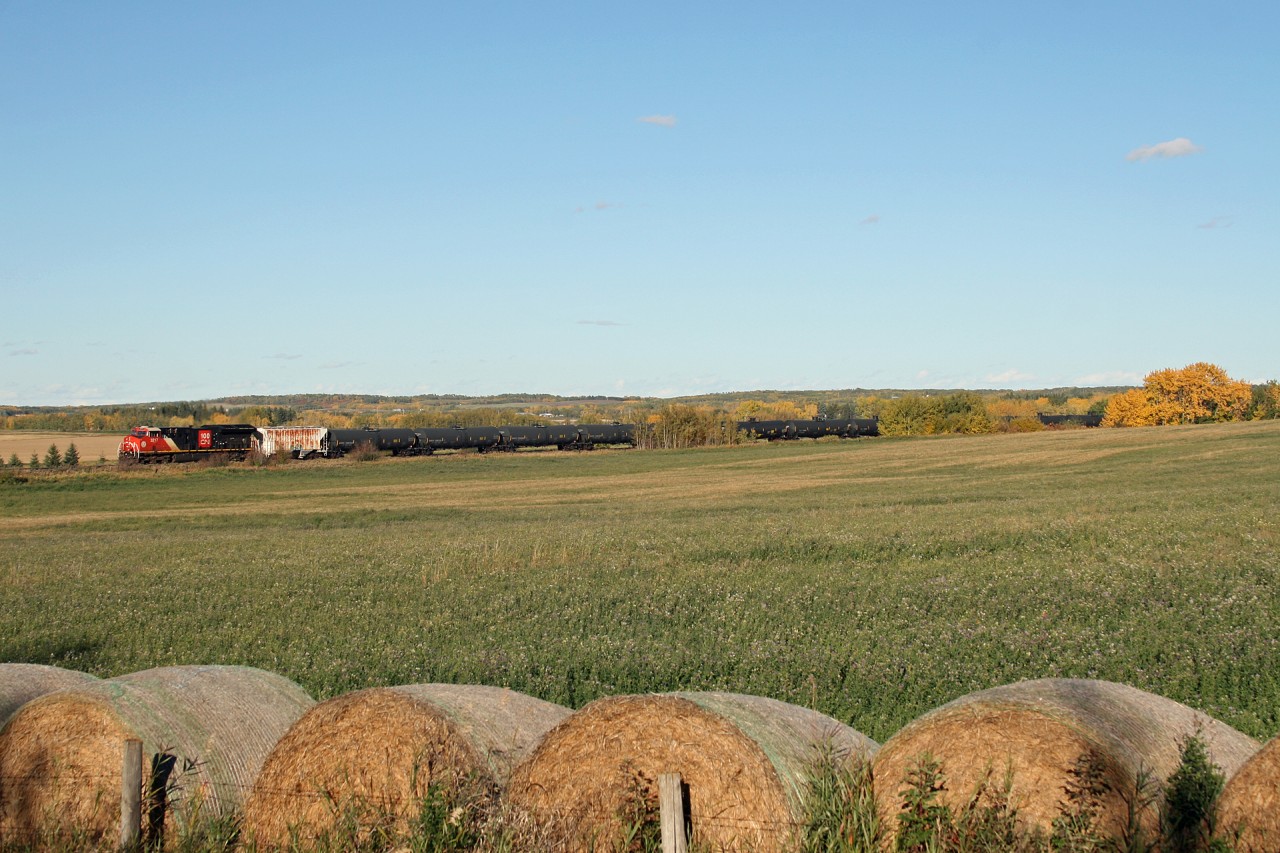 U 73451 21 rolls through the rolling countryside on the outskirts of Edmonton