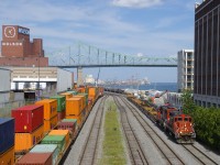 The Pointe St-Charles Switcher is doubling its outbound train in the Port of Montreal with CN 4141 & GTW 6226 for power.