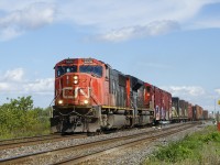 CN 5770 & CN 8927 lead a 512-axle CN 377 past the hotbox and dragging equipment detectors located at MP 29.2 of the Kingston Sub.