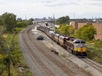 CP's business train "40B" departs Agincourt Yard after a short stop for a recrew and some fuel. An observant friend of mine pointed out that the consist only featured units in the "block" scheme as opposed to mixing in "script" units. Perhaps on purpose, or just a neat coincidence? Either way the ACU looked sharp as did the rest of the train. 