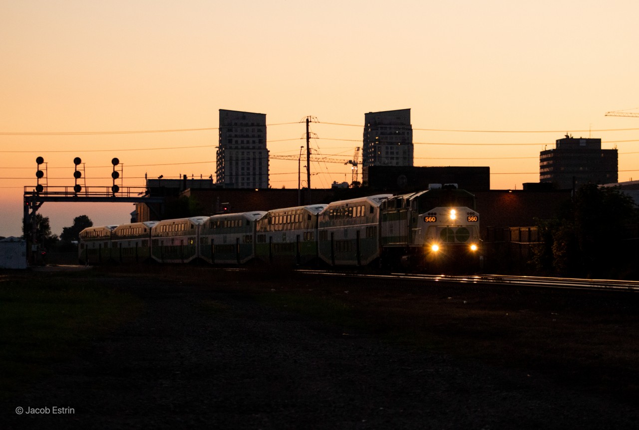 Not my best work but here we have GO 3824 lead Eastbound out of London VIA with 560 in the lead on a warm August evening in London, Ontario.