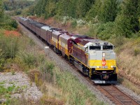 With hours of delays already incurred, be it from heavy traffic as the result of a derailment or encountering trespassers on the Cherrywood trestle, CP 7019 leads CP 40B as it heads east on the CP Belleville Subdivision, about to head under Highway 401 on approach to Lovekin siding. Ultimately the train would end up in Montreal that evening, before continuing the next day south to Saratoga Springs, NY.