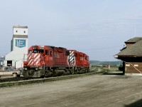Power for west wayfreight sits in front of station before departing light engines for Binscarth