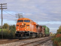 2021.10.06 CP 8757 “Every Child Matters” special locomotive leading CP 101-06, at Mile 9 Mactier Sub