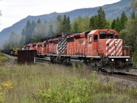 CP nos.5988 & 6011 were sent to rescue a broken down CWR train at Sicamous and are seen here crossing the Eagle River at Malakwa on the return trip to Revelstoke.