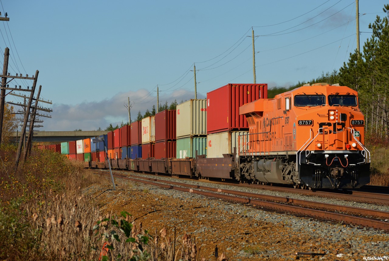 CP 8757 East rolls through Romford about to swing South with CP's Every Child Matters engine and train 100.