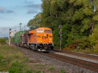 CP 101 moves at a leisurely pace through Leaside with as many intermodal wells as units powering the train (until Vaughan that is). Up front is the 8757, the unit recently repainted into an all-orange scheme and revealed on September 30th, the first annual National Truth & Reconciliation Day, otherwise known as Orange Shirt Day. 
Read more in-depth about the engine and it's story here: <a href="https://www.cpr.ca/en/community/every-child-matters-locomotive">https://www.cpr.ca/en/community/every-child-matters-locomotive</a>  
<br>
<br> 
Overall I'm pretty happy with this image but next time I'll go for a wider angle for sure.