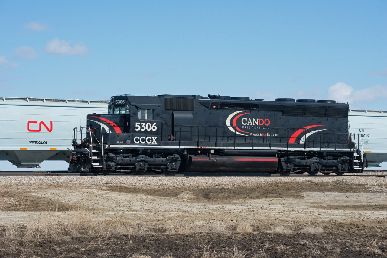 CCGX 5306 is a former ATSF SD45 turned SD40M-2.  One can only wonder how many fast freights and heavy drags this units has handled across the American west. But like many road road units from yesteryear, 5306 is now just a plant switcher at Cargill's Clavet Saskatchewan facility.