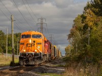 Now its my turn... Here is CP 8757 leading CP 235 out of Walkerville JCT elly style today after doing work for an whopping 3 hours. Luckily i was able to make it out on time for this train due to school and it was worth the long (and fast) ride on my bike.  235 was only 9 cars today and was going into Windsor yard, which is strange because both of the engines are facing forward and there is no wye in Windsor yard. The only guess i have is that they will have to find another unit to take the lead of CP 234 for tonight.... Surprisingly the paint is still looking good as it made a trip across Canada, twice...