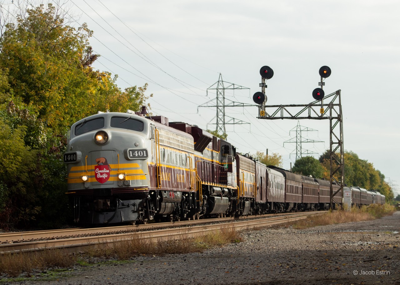 Shortly after a GO Train cleared the Davenport Diamond CP 41B with CP 1401 and 7019 throttle up as they continue they're journey back to Calgary.