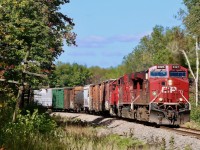 One of my favourite spots along the Hamilton sub. more recently is this crossing north of Carlisle. Thanks to a huge brush clearing effort over the last year a lot of old vantage points have opened up, and it is nice to see the old telephone poles still survived adding a decent prop. Even not so exciting lash-ups look more impressive with new scenery. This days 246 has a pair of ES44 rebuilds and GP38-2 3042 for power as it storms southbound for Hamilton. Hopefully the autumn colours are impressive here in a few weeks. 