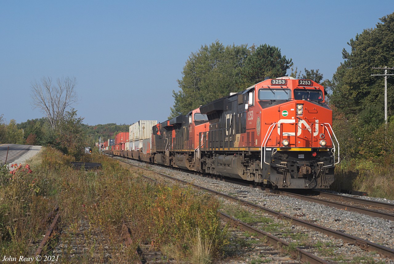 Oct. 7th 2021 @ 11:07, Z120 by Oxford Junction, NS. 626 axles with CN 3253, CN 2873 and CN 2872. No DP today.