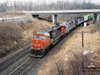 In keeping with the Grand Trunk theme, here is CN SD70I 5607 leading a westbound through Bayview Junction with a pair of GT units including; 6214 and another 62XX either bound for the Dundas or Grimsby Subdivision.
